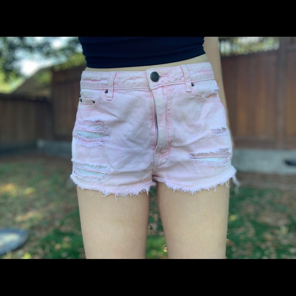 Light Pink Denim Distressed Pacsun BDG Shorts